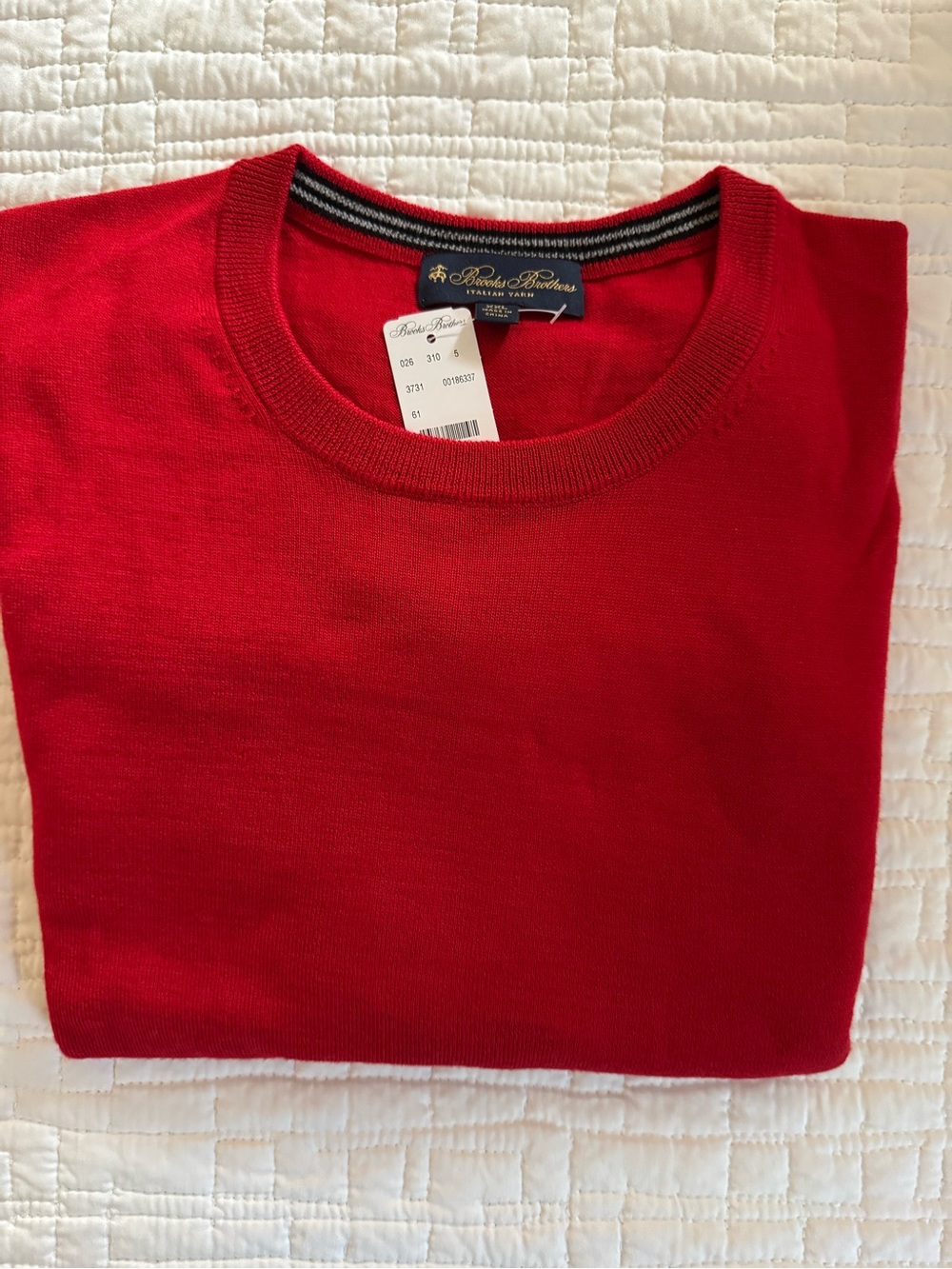 BRAND NEW. Brooks Brothers Men's Bright Red Crewneck Sweater.